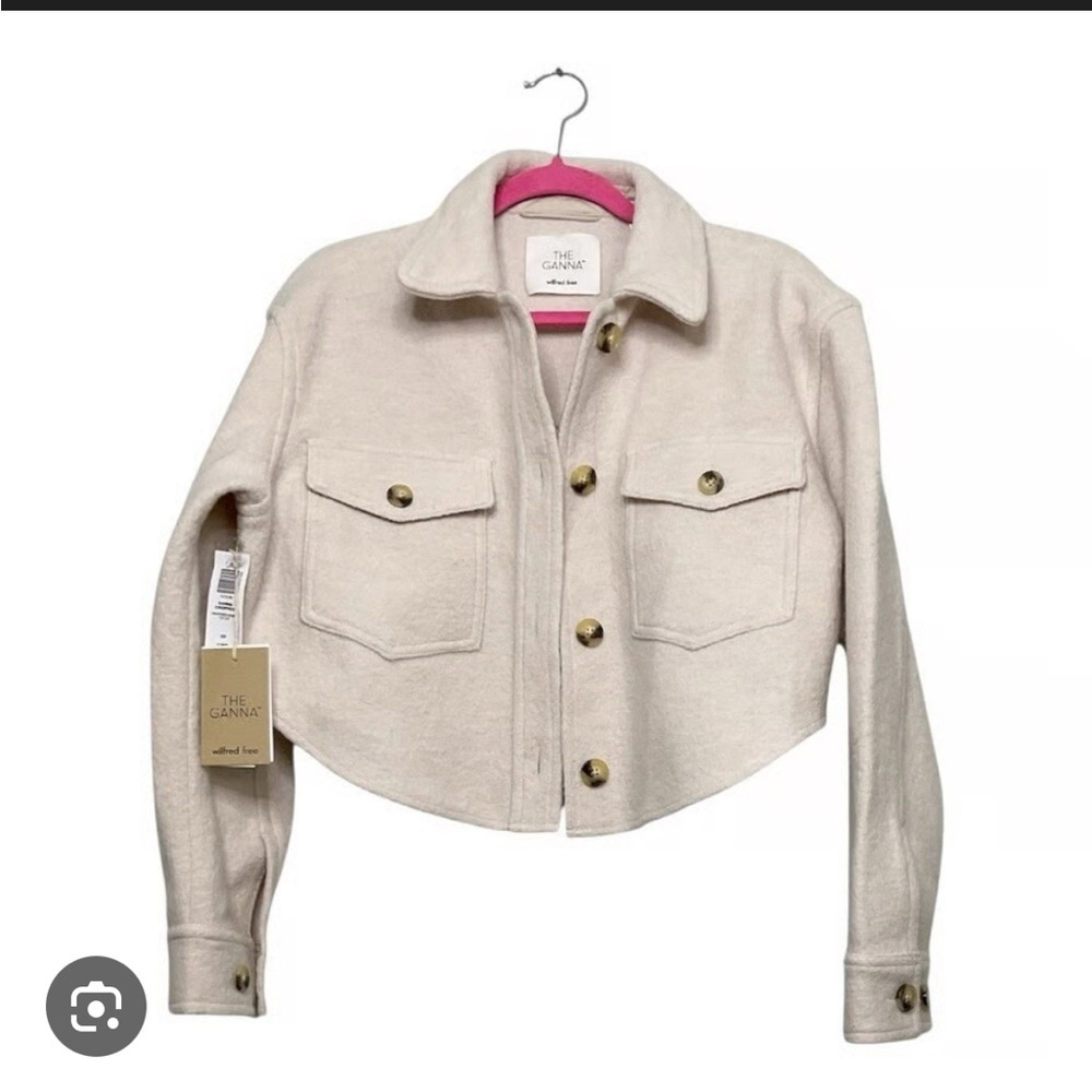 Artizia Wilfred Free the Ganna Cream Cropped Button-Front Wool Blend Jacket